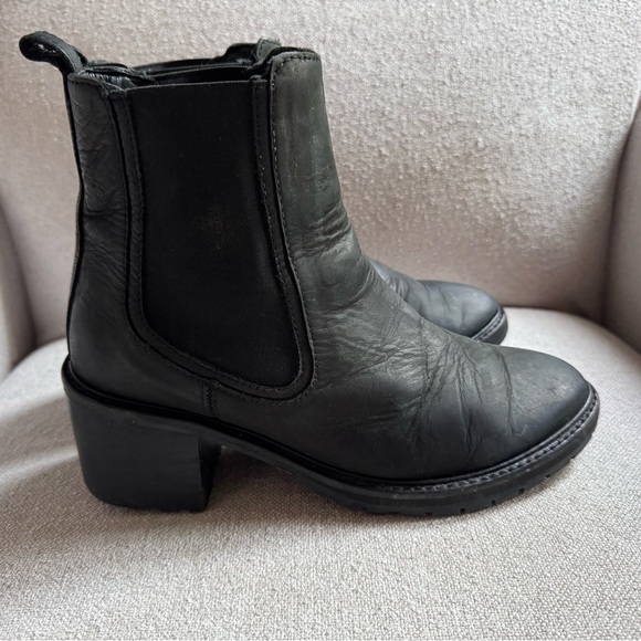 Thursday Boot Company Black Matte Chelsea Chunky Heel Leather Boots Size 8 Women - Picture 6 of 8
